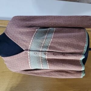 Woolrich alpine rust red green button up cardigan
